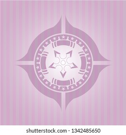 ninja star icon inside vintage pink emblem