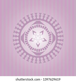 ninja star icon inside vintage pink emblem