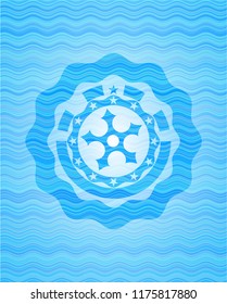 ninja star icon inside water style emblem.