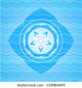 ninja star icon inside water badge background.