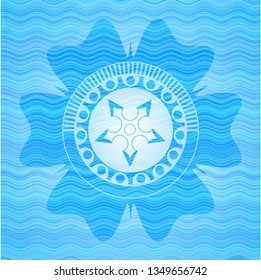 ninja star icon inside water style badge.