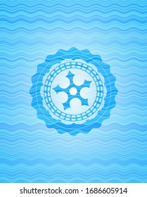 ninja star icon inside water concept emblem.