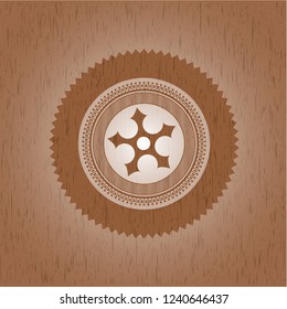 ninja star icon inside wood emblem. Vintage.