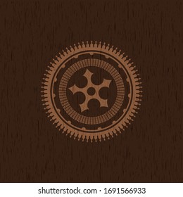 ninja star icon inside wood signboards. 