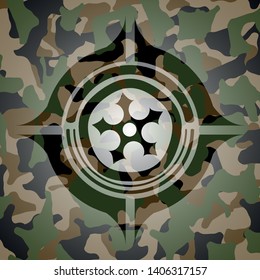 ninja star icon on camouflage texture