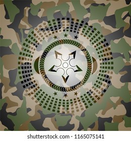 ninja star icon on camouflaged pattern