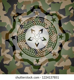ninja star icon on camouflaged texture