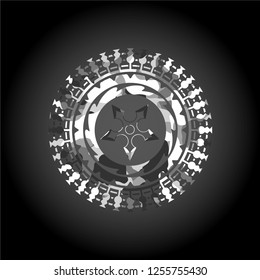 ninja star icon on grey camouflaged texture