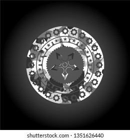 ninja star icon on grey camouflage pattern