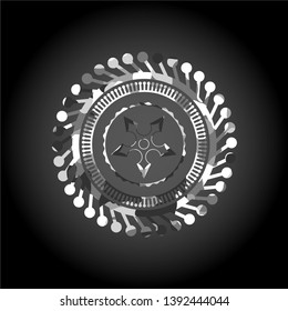 ninja star icon on grey camouflaged pattern