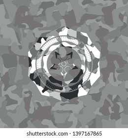 ninja star icon on grey camo pattern
