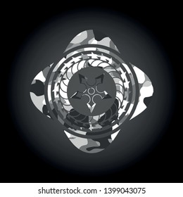 ninja star icon on grey camo pattern