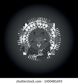 ninja star icon on grey camouflaged texture