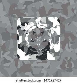 ninja star icon on grey camouflaged texture