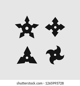 Ninja Star Icon Set on White Background. Vector.