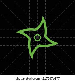 Ninja star logo icon isolated on black measurement grid revealing the concept of logo making vector image.