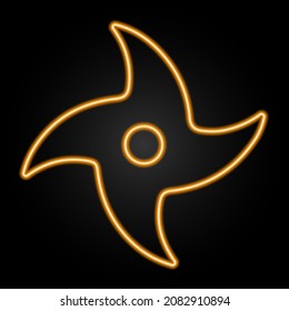 ninja star neon sign, modern glowing banner design, colorful modern design trends. Vector illustration.