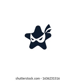 Ninja with star vector logo design.	