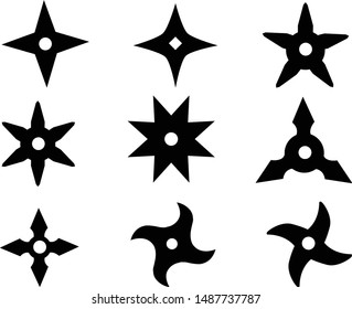 ninja stars icon on white background. flat style. Ninja shuriken throwing star icon for your web site design, logo, game, app, UI. Shuriken ninjas symbol. weapon of star sign. 