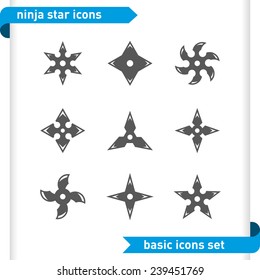 Ninja Stars Icons Set.