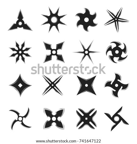 ninja stars set shuriken japanese concealed vector de stock libre