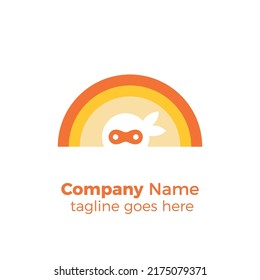 ninja sunrise logo simple vector design illustration template