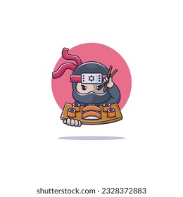 Diseño del logo del personaje de sushi Ninja.