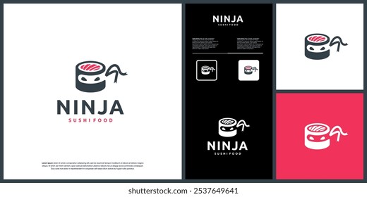 ninja sushi, comida oriental japonesa, saúde, peixe fresco, modelo gráfico vetorial.