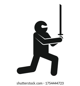Ninja-Schwert-Symbol Einfache Illustration von Ninja-Schwert, Vektorsymbol für Webdesign einzeln auf weißem Hintergrund