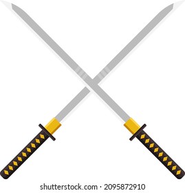 Ninja sword, illustration, vector on a white background.