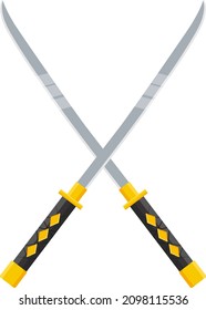 Ninja-Schwert, Illustration, Vektorgrafik auf weißem Hintergrund.