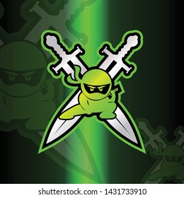Ninja and sword logo design vector