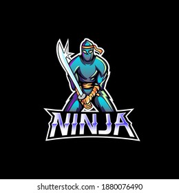 Ninja with sword mascot logo design vector