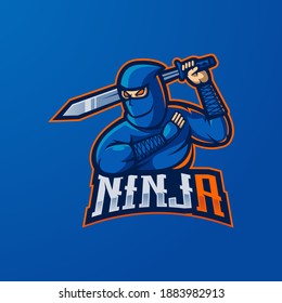 Ninja with sword, mascot logo design vector for esport or gaming