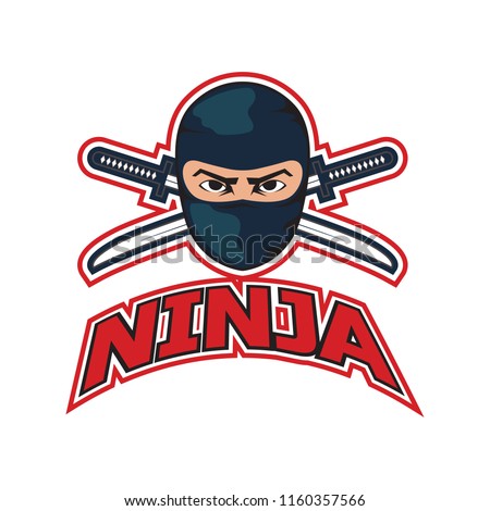 ninja with sword and mask logo. vector illustration