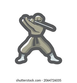 Ninja con icono del vector de la espada Icono de la caricatura