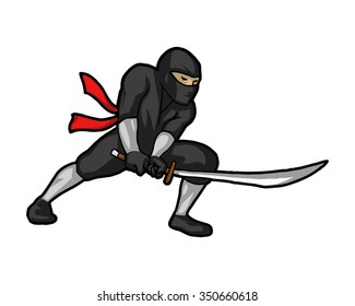ninja sword warrior logo icon vector character illustration