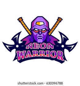 ninja with sword and weapon mascot