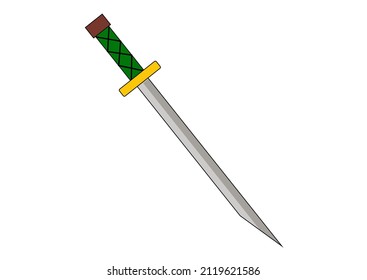 Ninja-Schwertwaffen einzeln auf weißem Hintergrund. Vektorgrafik von Schwert-Ninja-Waffen