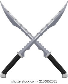 Ninja swords, illustration, vector on a white background.