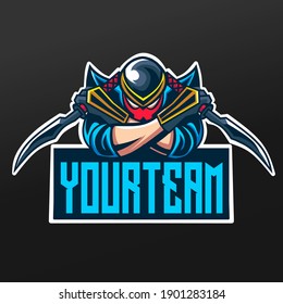 Ninja With Swords Mascot Sport Illustration Design for Logo Esport Gaming Team Squad