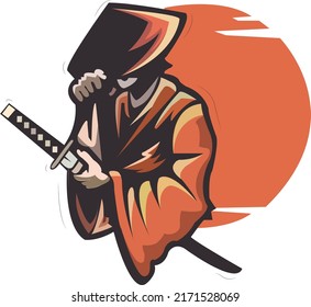 Ninja es un arte vectorial de espadachín