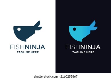 ninja symbol with fish concept design