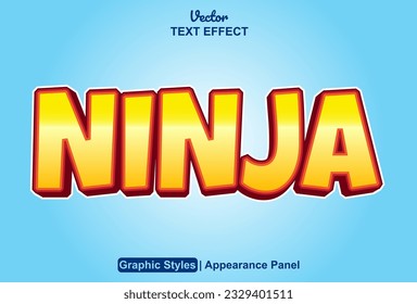 efecto de texto ninja con estilo gráfico de color naranja y editable.
