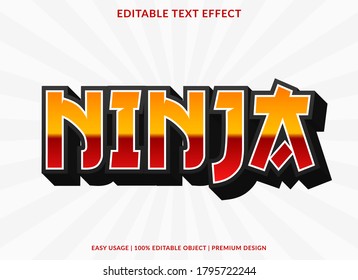 ninja text effect template with 3d style and bold font concept use for brand label and sticker