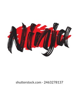 Ninja-Text auf weißem Hintergrund.
