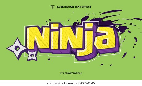 Estilo de texto Ninja, efeito de texto editável 3d do desenho animado Shirokin