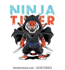 Design vetorial de ilustração do Tigre Ninja