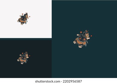 ninja tiger mascot vector illustration design