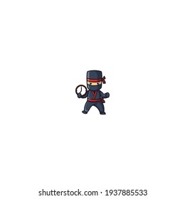 Ninja Time Cartoon Character Design Vector Illustration. With Cute, Funny, And Fun Cartoon. 